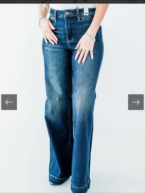 Judy Blue High-Rise Wide Leg Jeans - Dark Blue